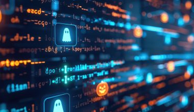 A Computer Screen Displaying Halloweenthemed Code With Spooky Icons Like Ghosts And Pumpkins